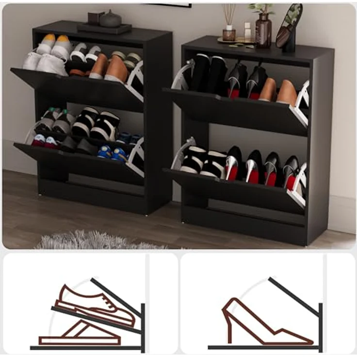 Vida Designs Schuhschrank, Schwarz, 80H x 60W x 24D – Bild 6