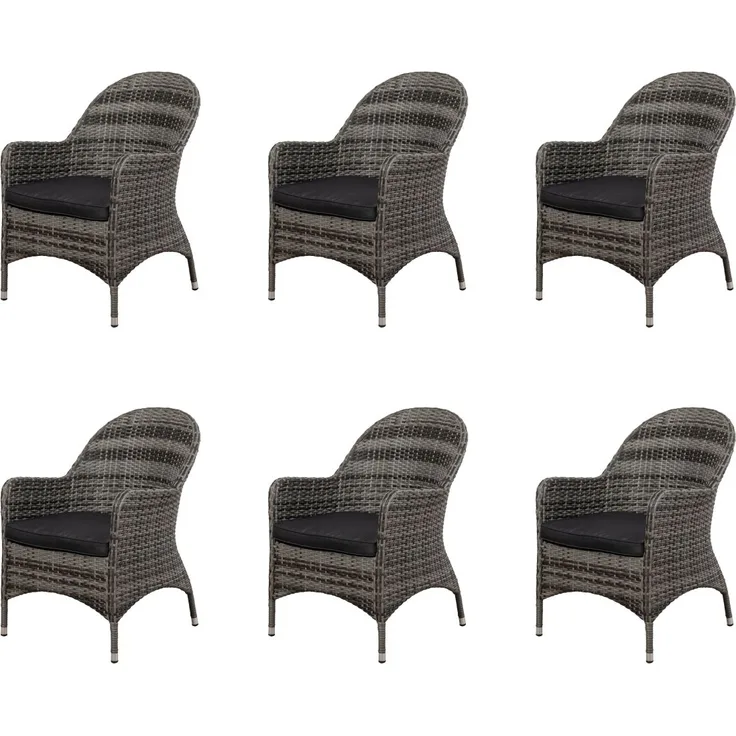 Mandalika Garden LILLE Polyrattan Diningsessel mit Alu-Gestell - blackpearl