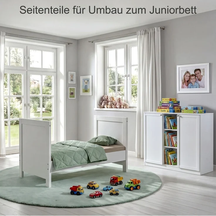 Babyzimmer-Set Zubehör: Seitenteile für Babybett zum Umbau als Juniorbett Weiß – Bild 5