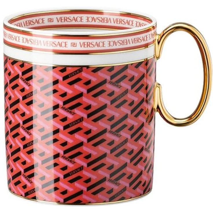 Rosenthal Versace La Greca Signature Red Becher mit Henkel – Bild 1