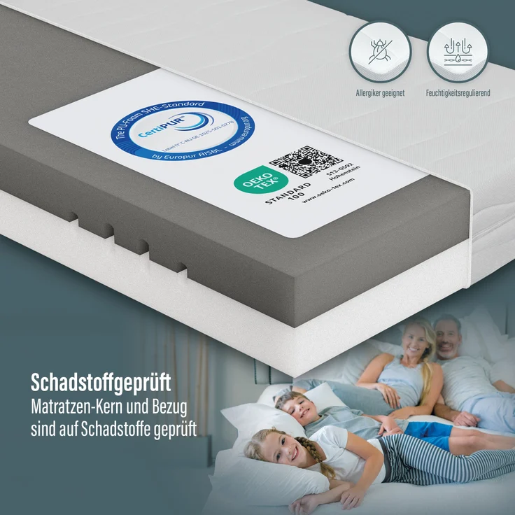 BeCo Twin Sleep 7-Zonen Kaltschaummatratze 21 cm wendbar Größe 100 x 200 cm Härtegrad H3 & H4 (80 kg - 140 kg) – Bild 6
