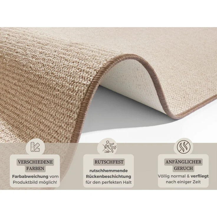 HANSE Home Läufer Bouclé, rechteckig, Höhe: 5 mm, rutschfest, Sisal Optik, Teppich, Küche, Flur, schlicht, umkettelt – Bild 3