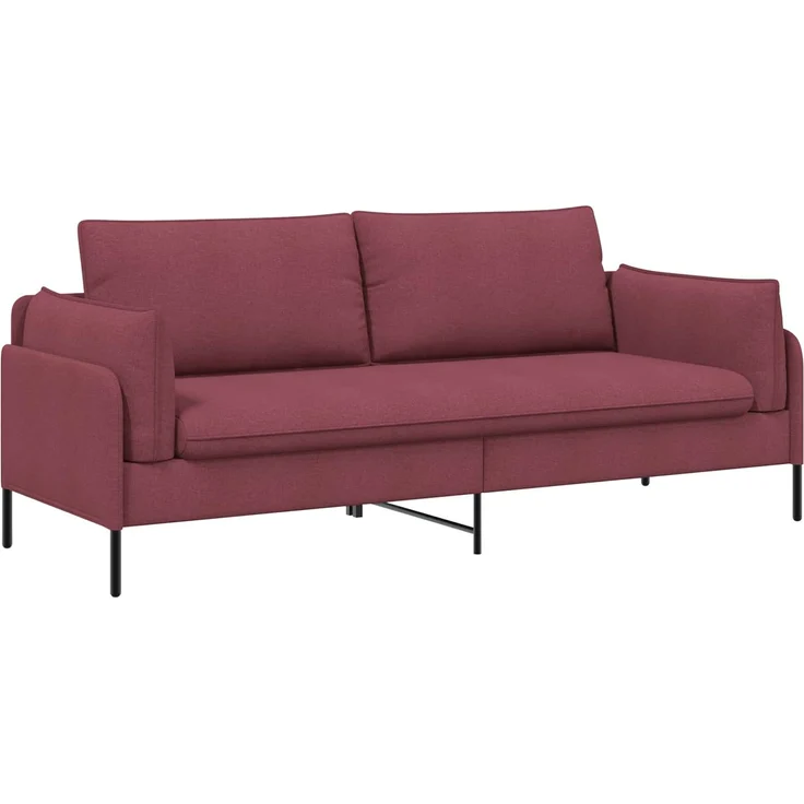 vidaXL 3-Sitzer-Sofa Weinrot 222 x 81 x 89 cm Stoff 42048632 – Bild 2