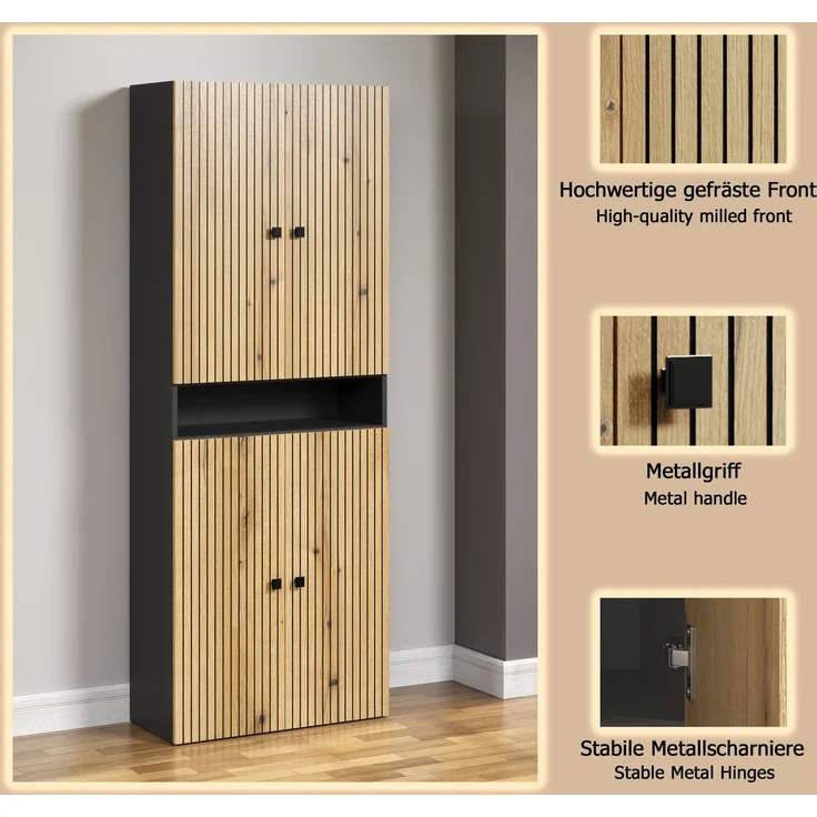 trendteam Hochschrank (Hochschrank) Badschrank Badhochschrank 70 x 188 x 31 cm – Bild 8