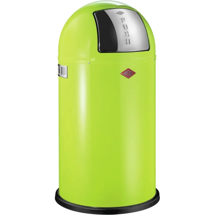 Wesco 'Pushboy' Mülleimer mit Klappdeckel, 50 Liter, Stahlblech, Lime – Bild 1