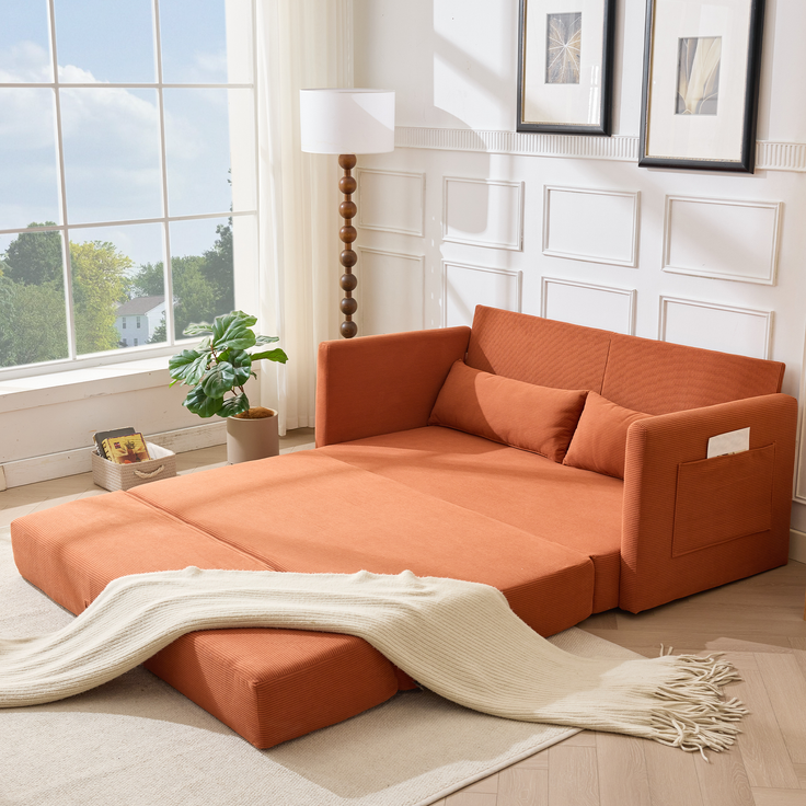 ZUBALIYA Schlafsofa 92x82 cm, mit Stauraum, mit Samtbezug, mit Cordbezug, mit breiten Armlehnen, mit Schaumstoffpolsterung – Bild 12
