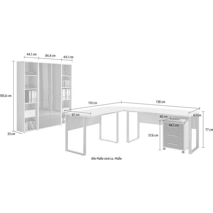 BMG Möbel Büromöbel-Set Tabor Office 3, (Set, 6-tlg) – Bild 2