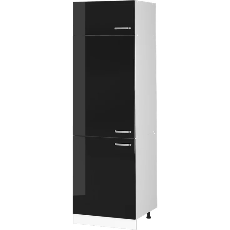 Küchenfront R-Line Schwarz Hochglanz 59.6 x 196 cm Möbelfront für den Kühlumbauschrank Vicco – Bild 5