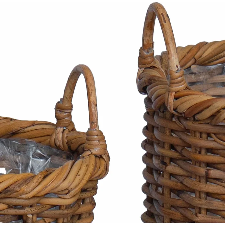 vidaXL Blumentopfkorb mit Speicher GENDT 3 stk. Naturbraun Kubu Rattan 42020956 – Bild 7