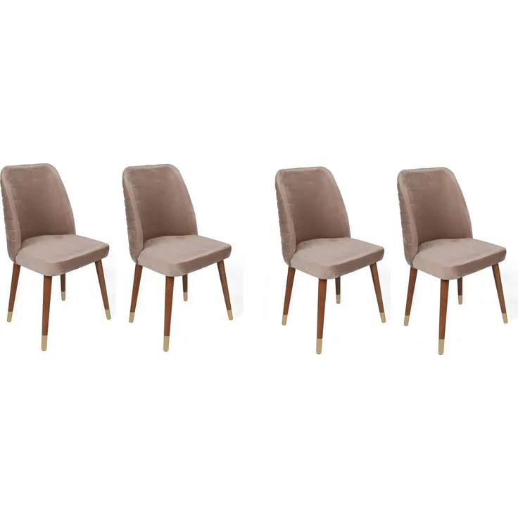Skye Decor 'Hugo-384 V4' Stuhlset (4-teilig), Beige / Walnuss, 50 x 90 x 49 cm