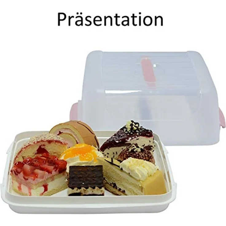 Engelland Kuchentransportbox Kuchenbox mit transparentem Deckel, Kunststoff, (Vorteils-Set, 2-tlg, sicheres Transportieren), mit Tragegriff und Klickverschluss, BPA-frei, rechteckig, Kunststoff – Bild 3