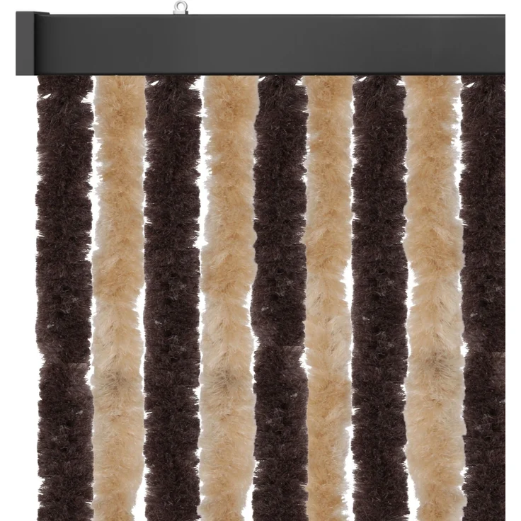 Flauschvorhang 80x185 cm in Unistreifen beige - braun, perfekter Insekten- und Sichtschutz für Ihre Balkon- und Terrassentür, viele Farben – Bild 1