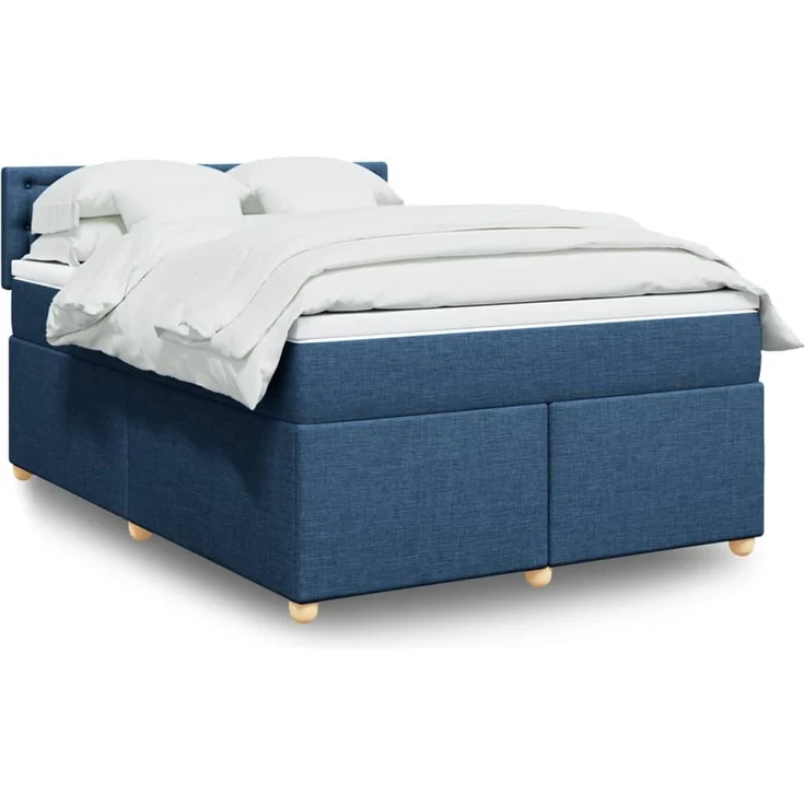 vidaXL Boxspringbett mit Matratze Blau 140x200 cm Stoff 3289023 – Bild 1