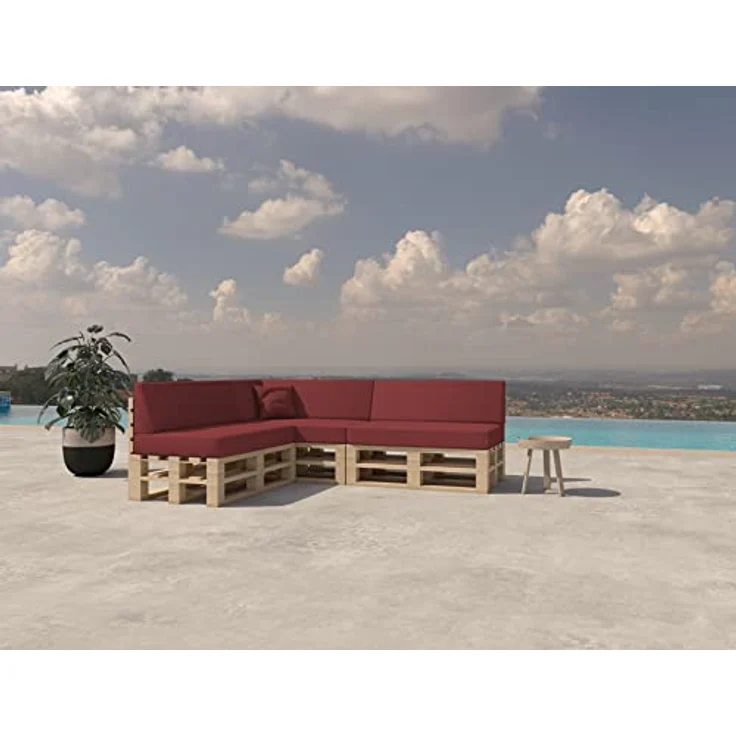 chilly pilley Palettenkissen Gartenkissen Palettenauflage Palettenpolster Indoor Outdoor Waschbar Abnehmbar Sitzkissen Rückenkissen (8er Set, Dunkelrot) – Bild 3