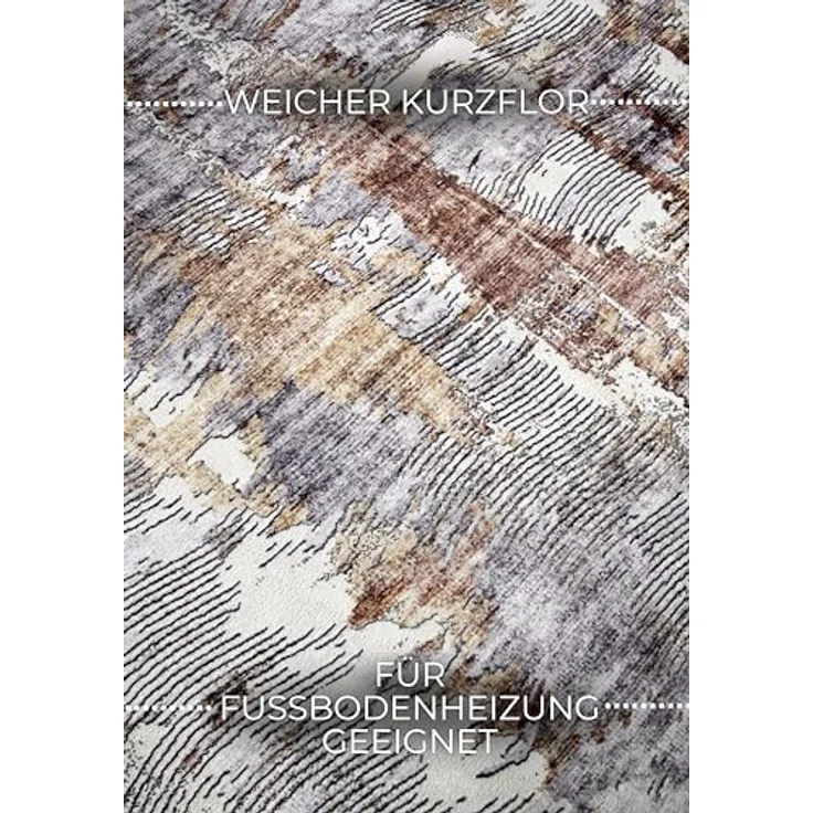 XXXL Flachwebeteppich Imagination, rechteckig 120x160 cm, Gold und Kupfer, Oeko-Tex® Standard 100, stuhlrollengeeignet, pflegeleicht, für Fußbodenheizung geeignet – Bild 4