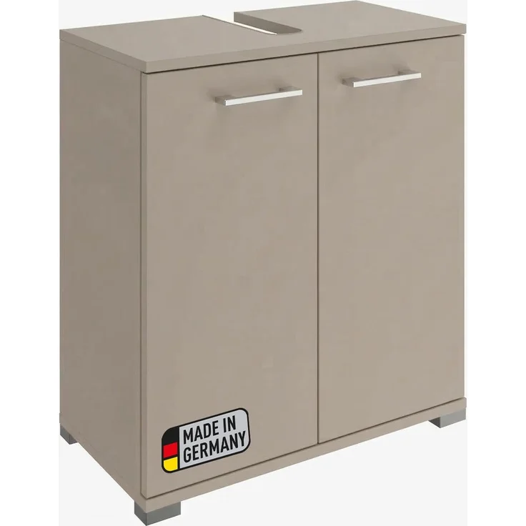 FACKELMANN Easy Waschbeckenunterschrank, 60cm Breite, Kaschmir Farbe, Moderner Stil, Stehend, Made in Germany – Stauraumwunder für Ihr Badezimmer