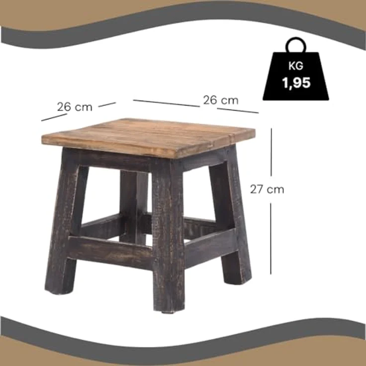 DESIGN DELIGHTS Hocker Fusshocker PALO, 27x26cm (HxB), rustikaler Holzhocker Massivhocker – Bild 4