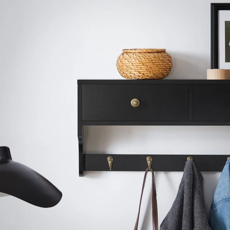 SoBuy FRG178-SCH Wandgarderobe, MDF, Lackiert, Schwarz, 60 x 27 x 15 cm – Bild 7