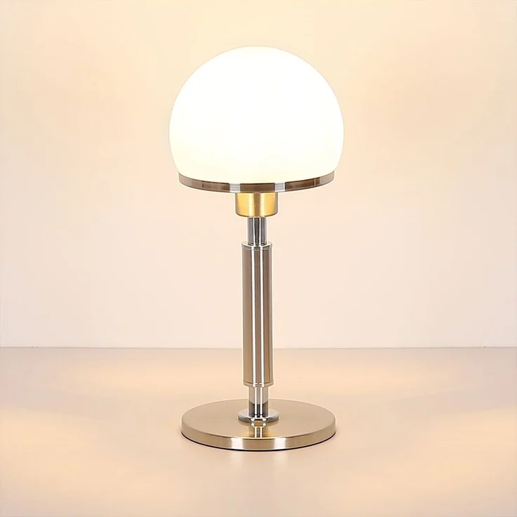Tischleuchte, Pilz Design, Glas, opal, H 40 cm – Bild 7