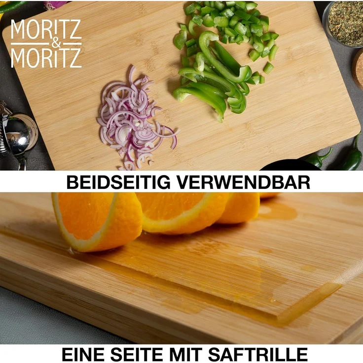 Moritz & Moritz Schneidebrett Schneidebrett Groß, Bambus, (45x34 cm, 1-St), mit Saftrille – Bild 5