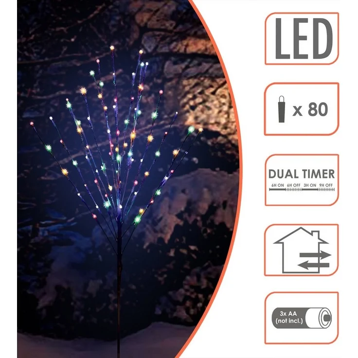 Spetebo LED-Lichterkette Lichterbaum 110 cm multicolor, 80-flammig, für Außen mit Dual Timer – Bild 2