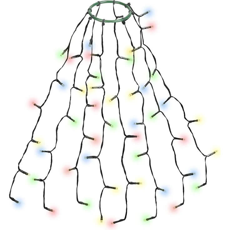 SALCAR 0,6m Christbaumbeleuchtung mit Ring und 8 Girlanden, 48er LED Überwurf Lichterkette Weihnachtsbaum Wasserdicht Weihnachtsbeleuchtung für 60cm, 90cm, 120cm, Tannenbaum - Bunt – Bild 1