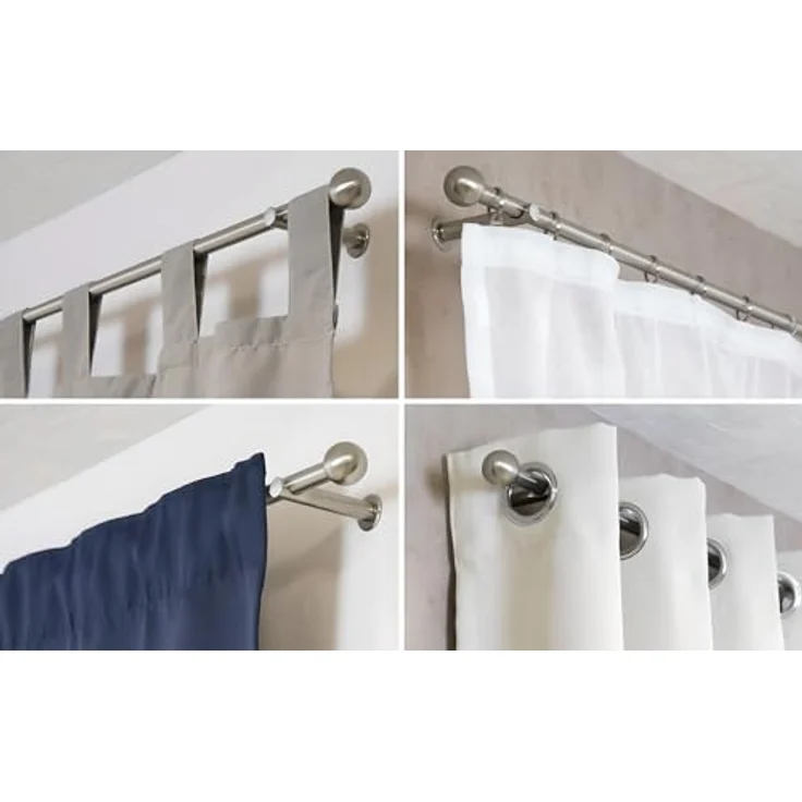iso-design Gardinenstange Farbe Edelstahl Wandmontage 16 mm Endstück Kugel, Ø 16 mm, 1-läufig, Fixmaß, Metall, Rohr aus Edelstahl – Bild 4
