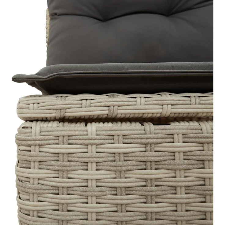 vidaXL Gartensofa ohne Armlehnen mit Kissen Hellgrau Poly Rattan 366174 – Bild 6