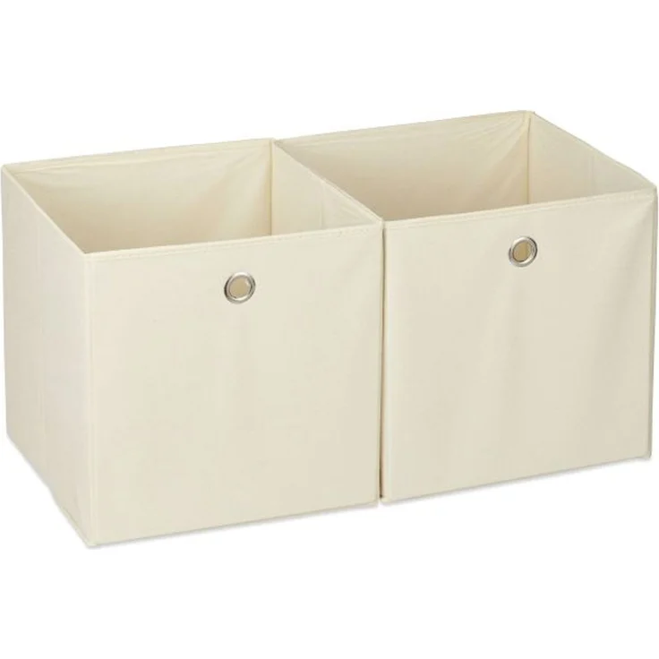 Relaxdays 4 x Aufbewahrungsbox Stoff beige – Bild 1