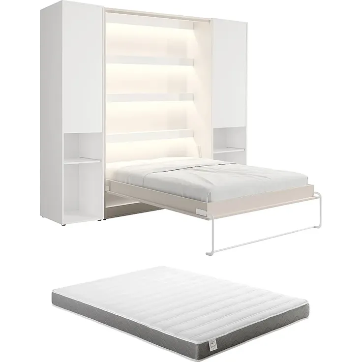 Vente-unique - RAPILI Bett Holz, Platte BeigeWeiß - B 50 cm239,2 cm x H 225,2 cm x L 259 cm – Bild 6