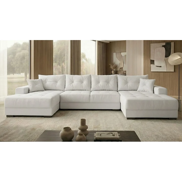 Ecksofa MODENA 320 cm x 185 cm – Stoff: ECO CAYENCE Weiss 1111 Farbe: Weiß – Bild 3