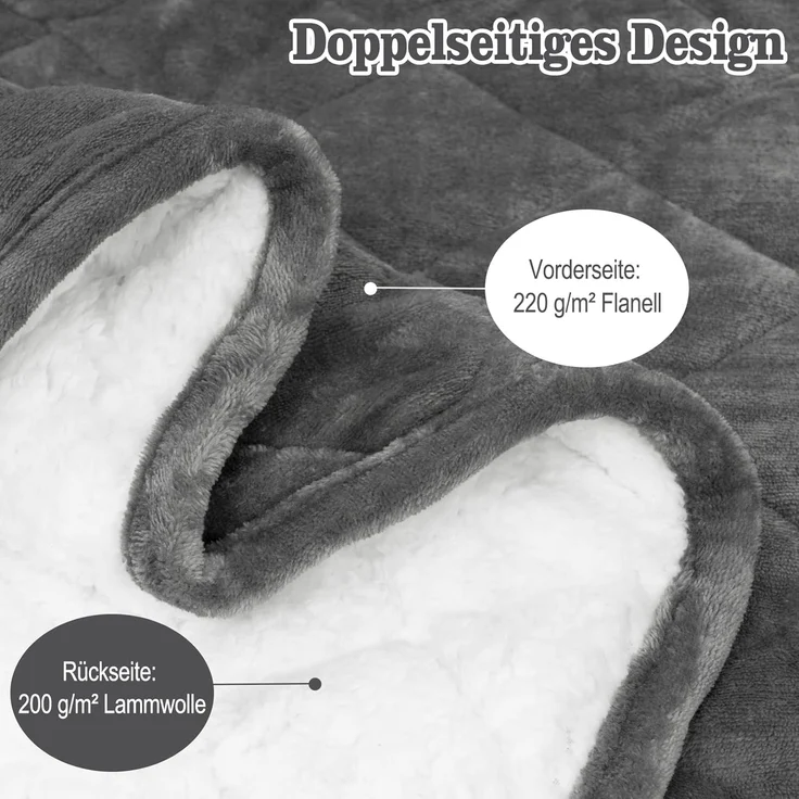 Woltu Gewichtsdecke, Bezug: Flanell Sherpa, Therapiedecke, Schwere Decke aus Flanell Sherpa – Bild 3