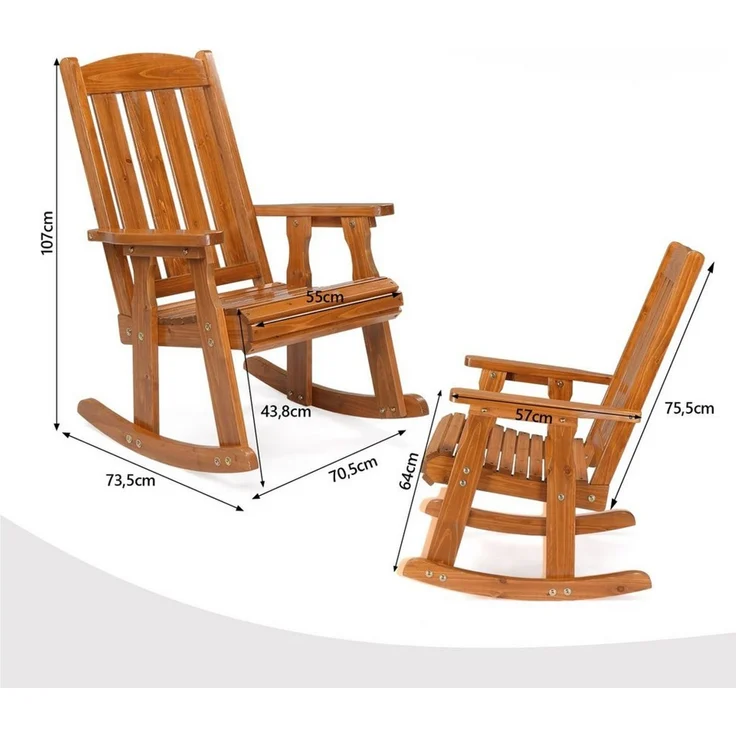 VINGLI Schaukelstuhl Holz, Schaukelstuhl Outdoor, Wetterfest – Bild 2