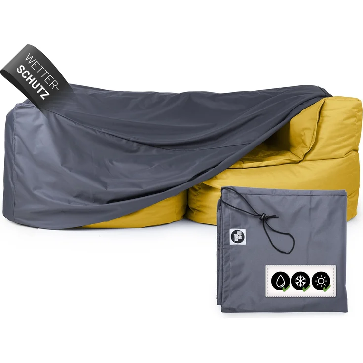 Lumaland Wetterschutzhaube für Sitzsack-Sofa Modular 165 x 85 x 75 cm grau 2x Eckteil – Bild 1