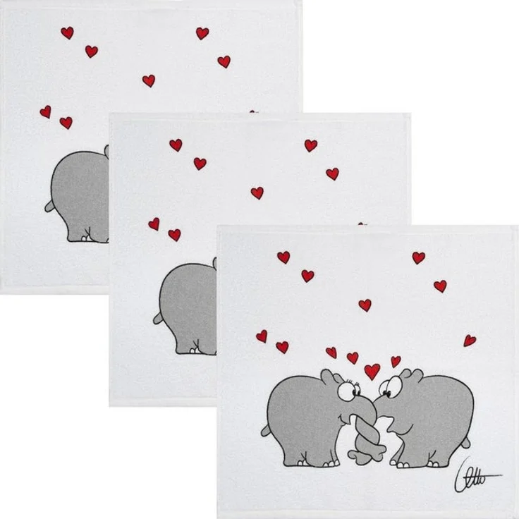 Kracht Geschirrtuch Frottier-Geschirrtuch "Ottifant" 3er-Pack, Baumwolle Motiv – Bild 2