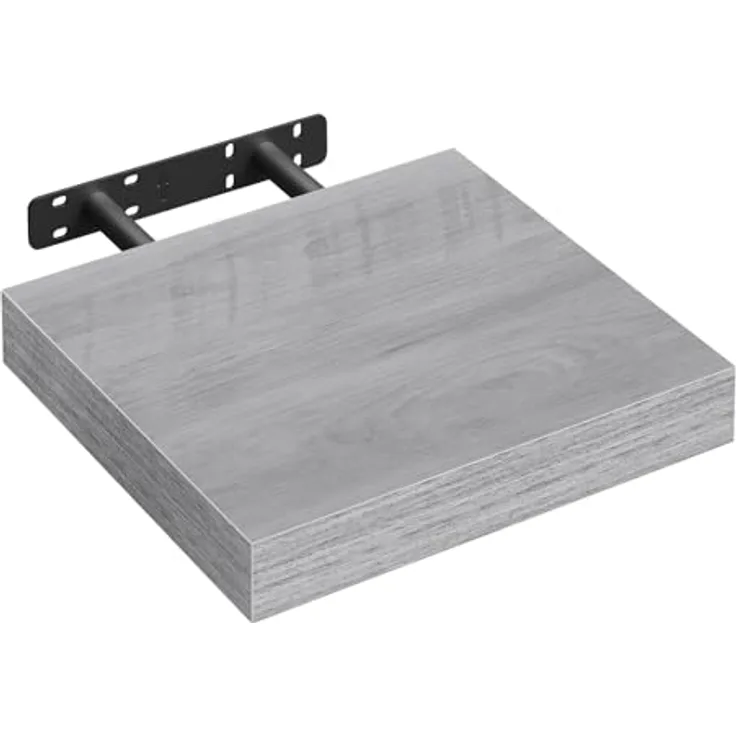 WOLTU Wandboard Wandregal CD DVD Regal Bücherregal Schweberegal Holz Board 25 x 22.9 x 3.8 cm grau Eiche für Büro, Wohnzimmer, Schlafzimmer, Küche RG9365grei