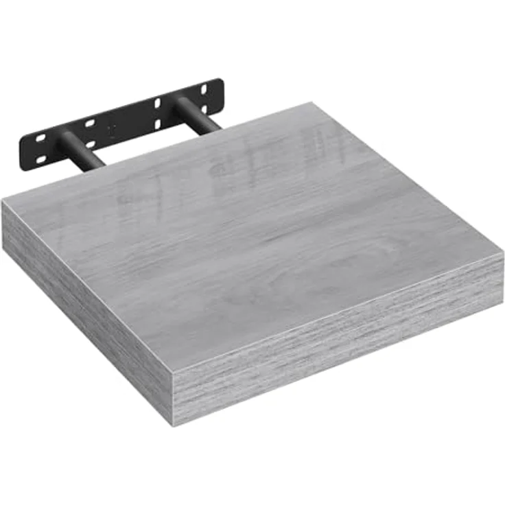 WOLTU Wandboard Wandregal CD DVD Regal Bücherregal Schweberegal Holz Board 25 x 22.9 x 3.8 cm grau Eiche für Büro, Wohnzimmer, Schlafzimmer, Küche RG9365grei – Bild 1