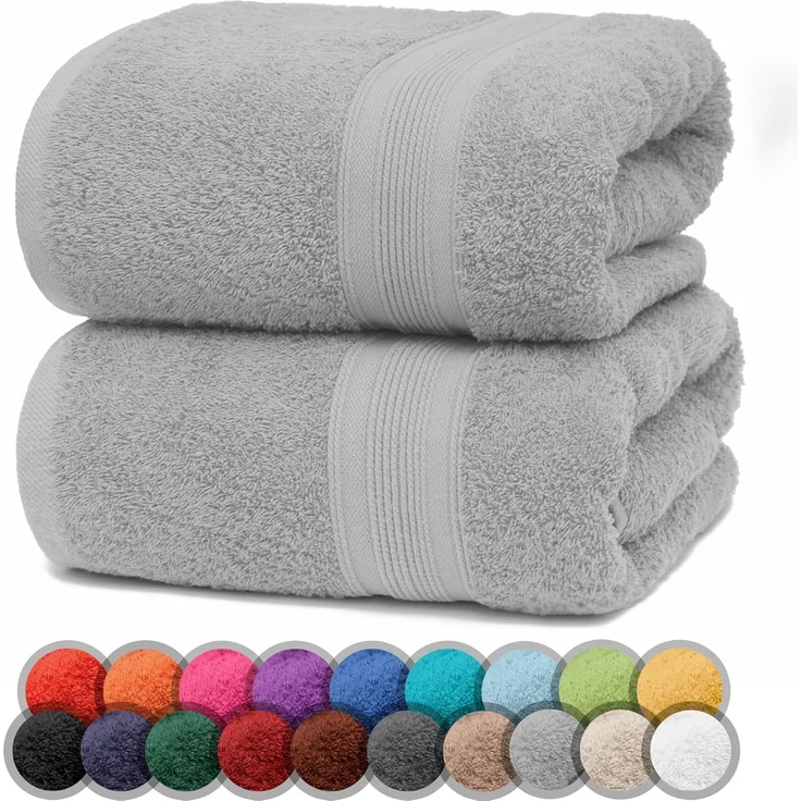 NatureMark 2er Pack DUSCHTÜCHER Premium Qualität 70x140 cm DUSCHTUCH Dusch-Handtuch Doppelpack Farbe: Silber grau