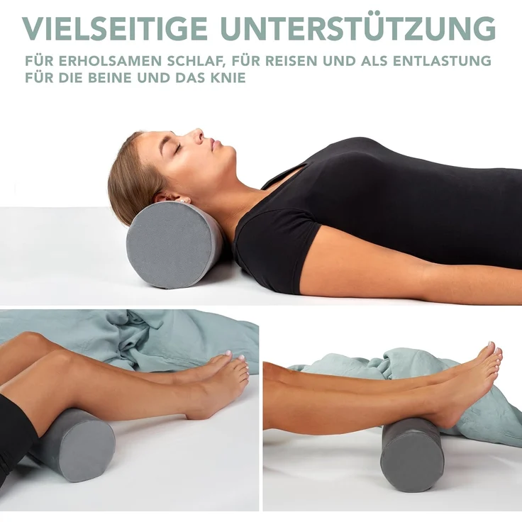 XDREAM Nackenrolle ergonomisches Nackenstützkissen aus Viscoschaum mit Memory-Effekt, 1-tlg, wirkt stützend und entlastend, super weicher Mikroplüsch-Bezug – Bild 2
