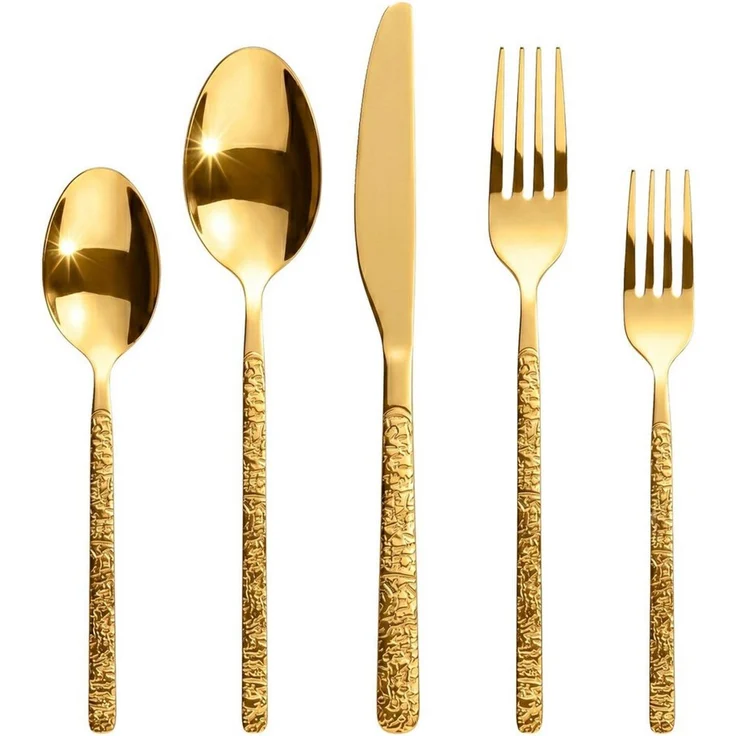 Roxlin Besteck-Set Roxlin Besteckset 30-tlg Stein Design Edelstahl, Gold/Schwarz/Silber, 6 Personen, Edelstahl – Bild 1