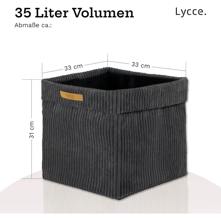 Lycce Regalkorb Kallax Boxen Cord 4er Set grau, Aufbewahrungsbox faltbar 33x33x31cm (4 St) – Bild 3