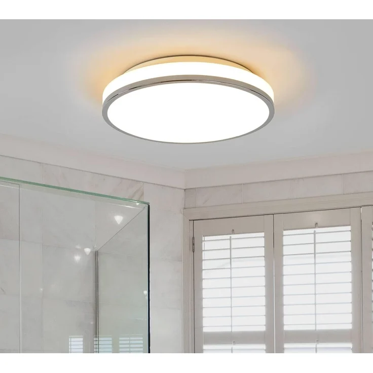 Lindby Deckenleuchten Lyss, LED-Leuchtmittel fest verbaut, warmweiß, Modern, Glas, Metall, weiß, chrom, inkl. Leuchtmittel, Bad – Bild 2