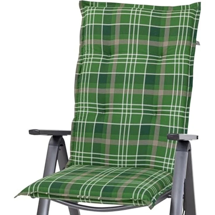 KETTtex Hochlehnerauflage Hochlehner Milano 2395 grün-braun kariert 120x49x6 cm KETTtex, (1 St), Halteband verstellbar mit Bindebändern – Bild 2