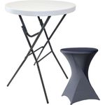Stehtisch mit Husse Partytisch klappbar Ø 80 cm Höhe 110 cm in Weiß mit Husse in Anthrazit