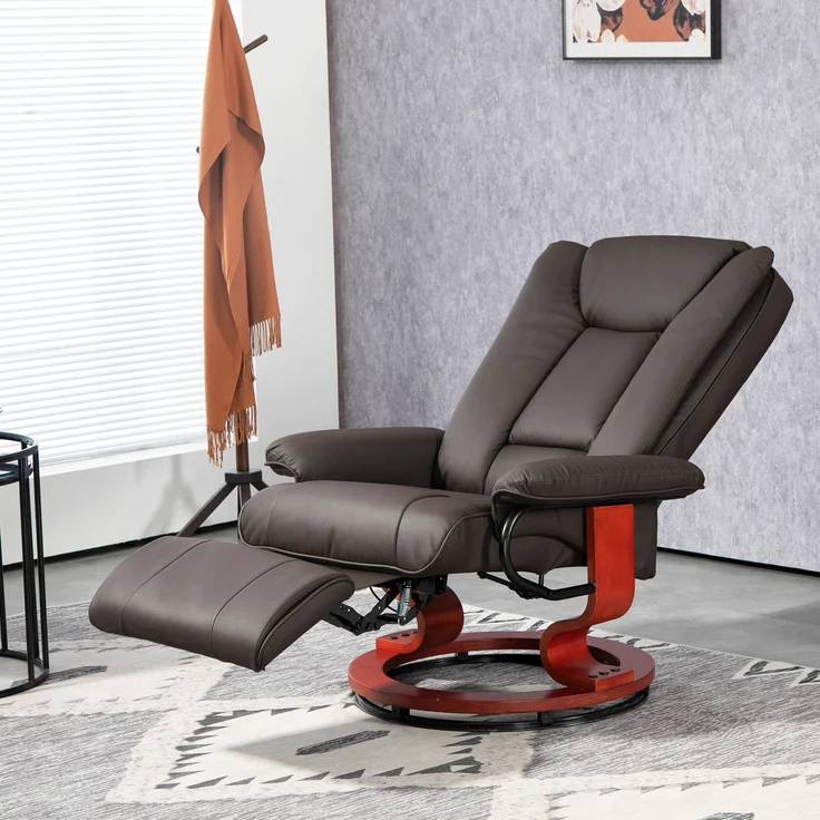 Wohnora-Relaxsessel mit Liegefunktion, drehbar, bis 150 kg, Kunstlederbezug, Stahlrahmen, Braun,H 1030cm x T 780cm x B 880cm – Bild 2