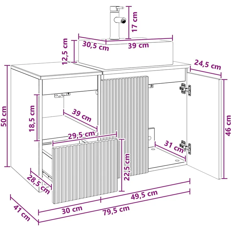 vidaXL Badezimmerschrank-Set 2 stk. Betongrau 79,5 x 41 x 79,5 cm 3404057 – Bild 9
