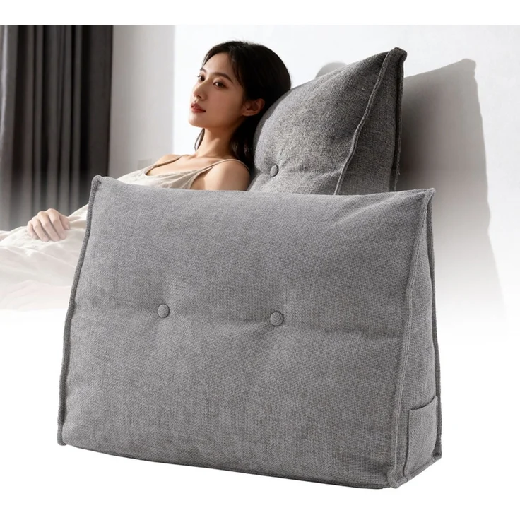 Home Nature Wohnkonzept Rückenstützkissen, Ergonomische Rückenstütze für Bett und Sofa mit Taschen, Grau, 70 x 19 x 52 cm – Bild 1