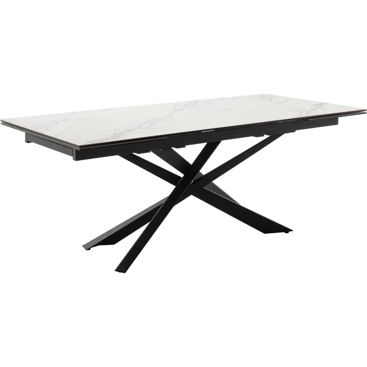Esstisch Tesero - ausziehbar - Keramik, Creme / Schwarz