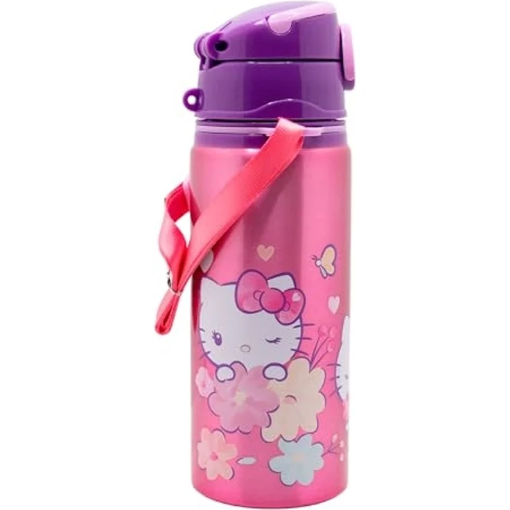 Hello Kitty Trinkflasche Kinder Wasserflasche 730 ml mit Druckknopfdeckel und Trageriemen – Bild 3
