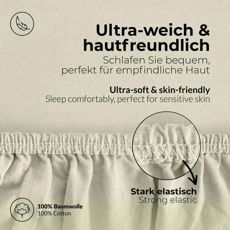 etérea Himmlische Qualität Spannbettlaken etérea Comfort Jersey Topper Spannbettlaken, Jersey, Gummizug: rundum, (1 Stück) – Bild 3